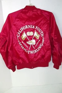 Vtg80s WestArk Spirit & Twirling Youth Sz L Red Jacket Satin Bomber USA - Picture 1 of 10