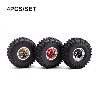 Aluminum Rubber 1.0" Beadlock Wheel Rims Tires for 1/18 TRX4M 1/24 Axial SCX24 - Image 1 of 4