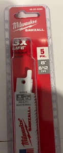 Milwaukee Sawzall 5pk hojas 8" 8-12TPI - Imagen 1 de 3
