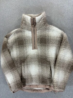 Pullover Sherpa Abercrombie & Fitch Soft Collection 1/2 Cremallera (Mujer Mediano) Tostado Foto 1 de 4