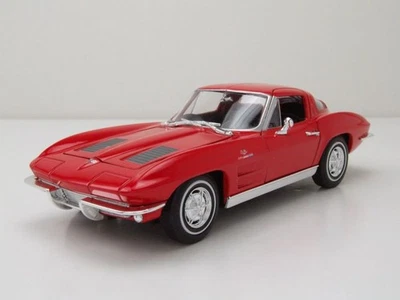 Chevrolet Corvette Sting Ray C2 1963 Rosso Modellino Auto 1:24 Welly - Immagine 1 di 4