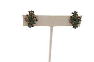 Pendientes Turquesa Vintage Nativo Americano Zuni Plata Esterlina - Imagen 1 de 9