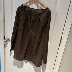 Camicetta Eddie Bauer marrone colletto in pizzo XL donna  - Foto 1 di 4