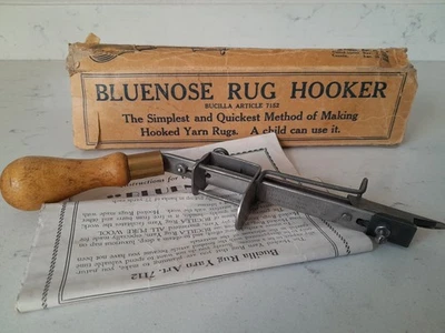 Antique Bluenose Rug Hooker Latch Rug Hooker Tool 1926 W/Box & Instructions  - Image 1 of 4