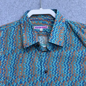 Coton Doux Shirt Mens 16.5 Large Multicolor Geometric Cube Long Sleeve Button Up - Picture 1 of 9