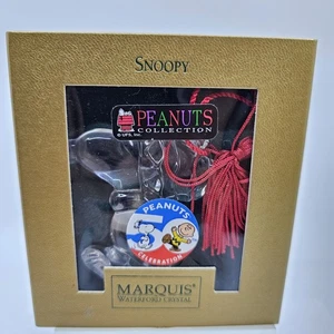 2001 Waterford Crystal Snoopy Ornament Winter Hat Peanuts 50th Marquis Vintage - Picture 1 of 5