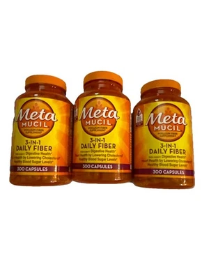 PACK 3 Cápsulas Suplemento de Fibra de Psylio Multi-Salud Metamucil 300 Ct Foto 1 de 2