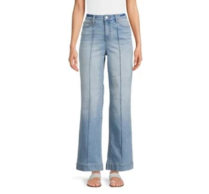 Time and Tru Women's Mid Rise Wide Leg Jeans, 31" Inseam Light Wash Size 10 - Picture 1 of 9