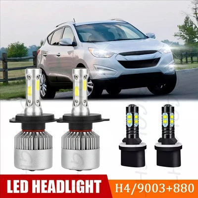 Para Hyundai Tucson 2010-2013 4x Combo 9003 H4 880 Faros LED Faros Antiniebla Bombillas Foto 1 de 4