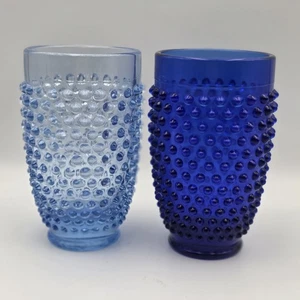 Vintage L. E. Smith Cobalt/Blue Hobnail Tumblers Water Glasses Set Of 2 - Picture 1 of 6