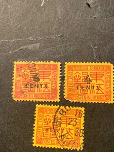 Briefmarken, Indo China, 112, Scott # J64 (2), J65, gebraucht, siehe Bild - Bild 1 von 1