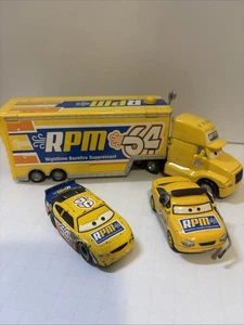 Disney Pixar Cars 1 RPM Hauler Yellow 64 #11 Mattel 1:55 HTF READ - Picture 1 of 24