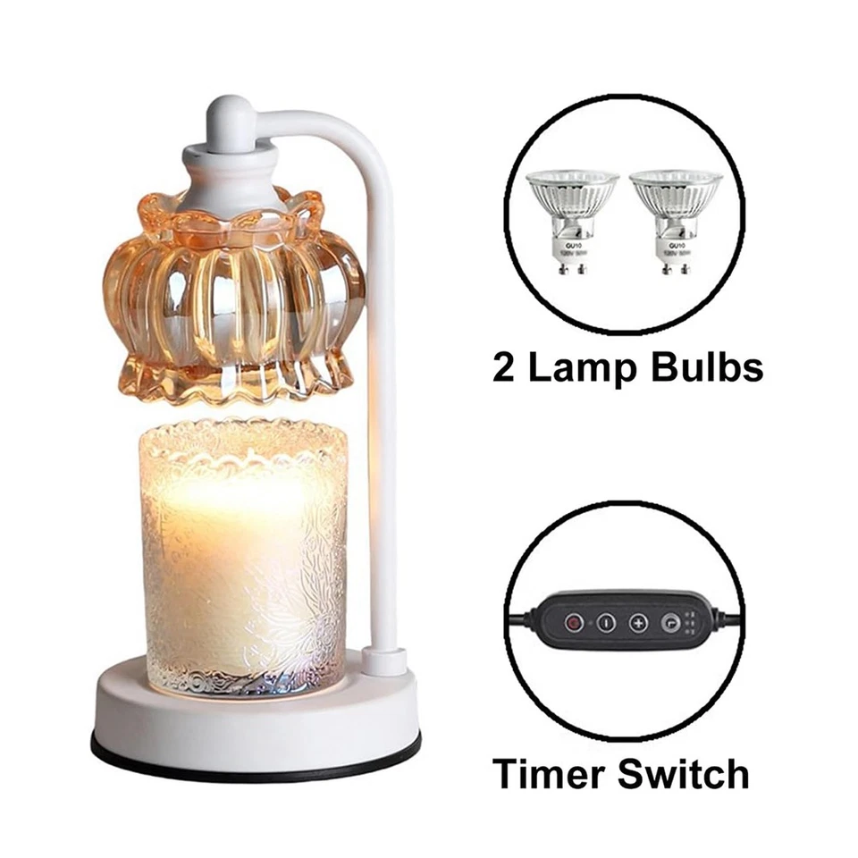 Calentador de velas Lámpara de vidrio ajustable Calentador de velas con temporizador Bombillas regulables Foto 1 de 4