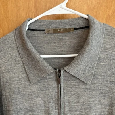 Raffi Quarter Zip Merino lã cashmere mistura masculino GG/54 cinza - Imagem 1 de 4
