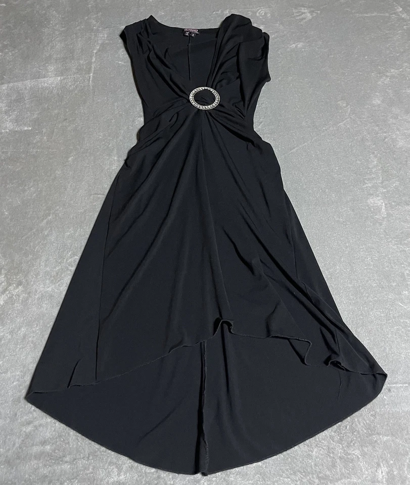 Vestido vintage Y2K XOXO para mujer pequeño negro funda midi profundo cuello en V caprichoso Foto 1 de 4