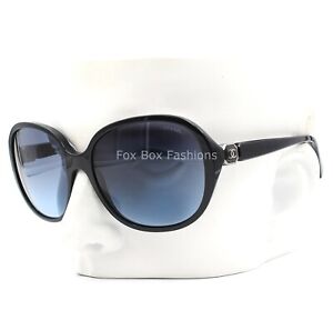 Chanel 5285 1462/S2 Sunglasses Polished Navy Blue w/ Silver CC Logo