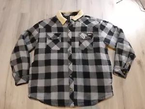 Dickies Buffalo Plaid Quilted Flanell Herren XL grau Shacket Sherpa Kragen Taschen - Bild 1 von 10