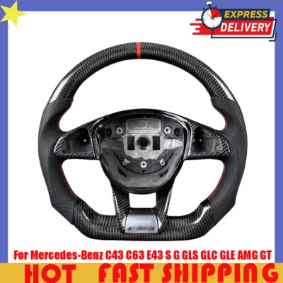 Steering Wheel Carbon Fiber For Mercedes-Benz C43 C63 E43 S G GLE GLC GLS AMG GT - Image 1 of 4