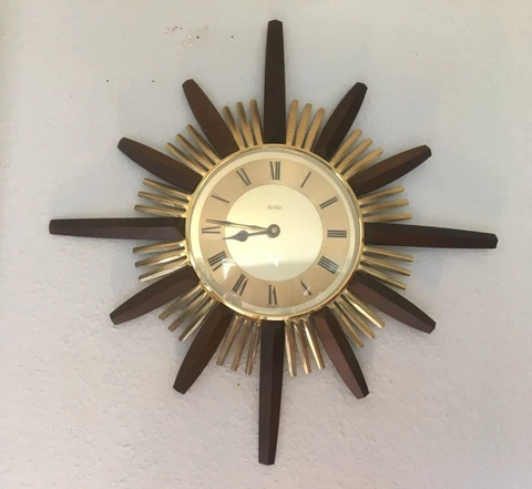 ACCTIM VINTAGE SUNBURST WALL CLOCK M.I.GERMANY 46x46cm Cover