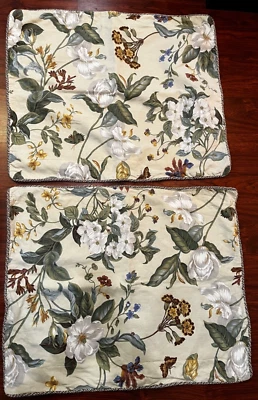 Lote de 2 fundas de almohada estándar con estampado botánico Williamsburg Magnolia trenzadas Foto 1 de 4