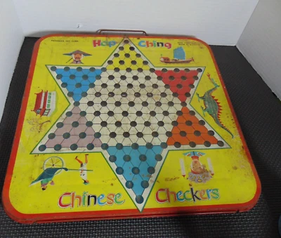 Vintage Hop Ching Tin Chinese Checkers Board With Marbles - Image 1 of 3