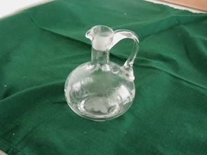 Cruet Decanter Olio e Aceto Vintage Bottiglia Taglio Cristallo Vetro Inciso - Foto 1 di 7