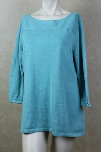 Karen Scott New Womens Boat-Neck Sweater Teal Aqua Heather Size M _ NWT _ B13E3 - Picture 1 of 6