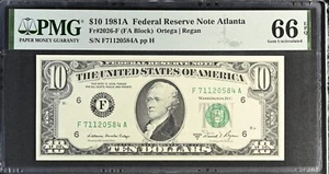 1981A $10 Federal Reserve Note Fr-2026-F Atlanta PMG66 Gem EPQ - Picture 1 of 2