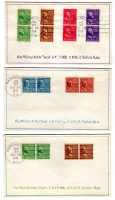 #839-51 George Laffert Hand-Drawn Set on 5 Presidential Series Coils FDCs 1939 - Image 1 of 2