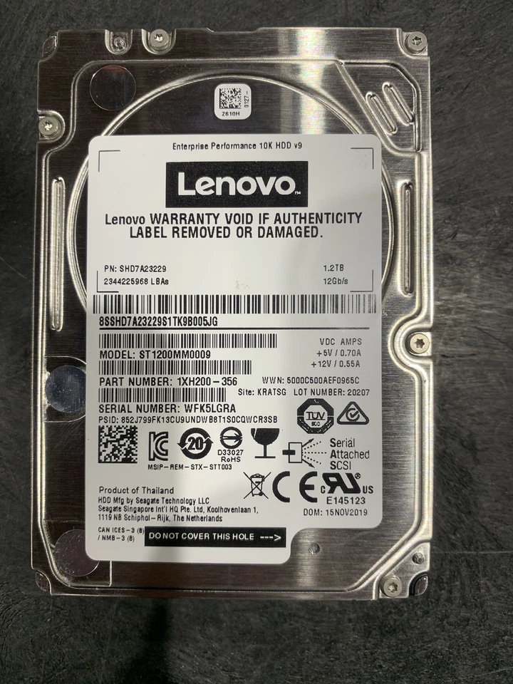 SEAGATE 1.2TB SAS 12G 10K 15MM HDD ST1200MM0009 SHD7A23229-13-CT  - Image 1 of 1