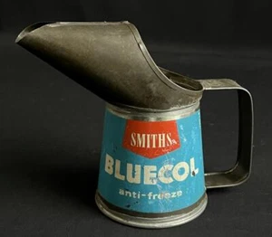 SMITHS BLUECOL ANTI FREEZE HALF PINT JUG VINTAGE GARAGE OIL POURER MEASURE CAN - Foto 1 di 13