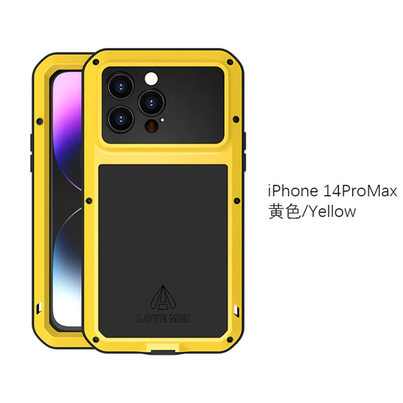 LOVE MEI Water Resistant Metal Gorilla Glass Case for iPhone 13 14 15 16 Pro Max - Image 1 of 4