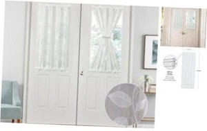Door White Sheer Curtains, Vine Pattern Light Filtering Short Drape with Top - Picture 1 of 4