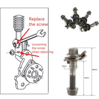 New 14mm 10.9 Intensity Auto Car Four Wheel Adjustable Camber Bolts Metal 4Pcs - Image 1 of 4