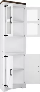 Farmhouse Corner Cabinet w/Glass Door & Storage for Living Room & Bathroom White - Picture 1 of 7