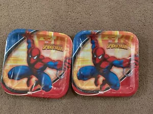 Marvel Spider Sense SpiderMan 9 1/4" Square Paper Dinner Plates 2 packs Hallmark - Picture 1 of 4
