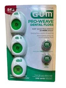 GUM Pro-Weave Woven Dental Floss, Waxed Floss Mint Flavored 2pk, +2 Travel Units - Picture 1 of 1