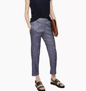 Theory Thorina Tierra Wash Leinenmischung Cropped Hose in Deep Denim Größe 4 - Bild 1 von 8