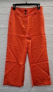 New Boden Westbourne Linen Crop Wide Leg Trouser Orange Size 6Regular - Picture 1 of 6