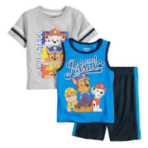 Paw Patrol 3 Piece PJ Clothes Set Baby Boy T-Shirt, Tank & Shorts Size 18 Months