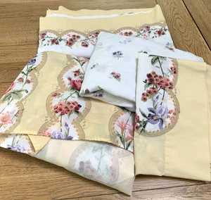 Vintage Bedding Set Sheets Twin Bedskirt Floral Cottage 90s 80s Yellow Springs - Picture 1 of 22