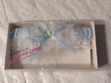 Vintage Jamie Lynn Prom/Wedding Garter, Light Blue With Feathers, Lace, Ribbon