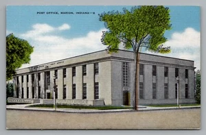 U.S. Post Office Marion Indiana Compliments of Chas R. Kilgour Linen Postcard - Picture 1 of 2