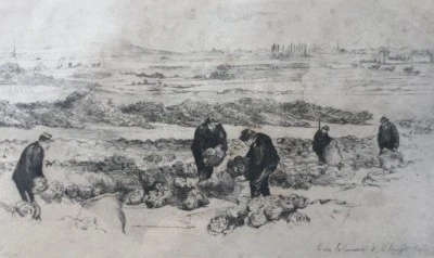 Auguste André LANÇON 1836-1887.Guerre 1870.Eau-forte.1876.SBG.Titrée,datée.Cadre - Photo 1/4