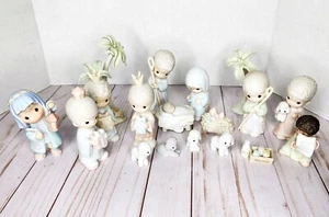 Large Lot Of 18 RETIRED Precious Moments Pieces-Come Let Us Adore Him Nativity - Picture 1 of 12