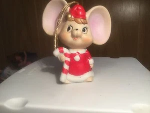 Ceramic Mouse Christmas Ornament- Red dress - Picture 1 of 5