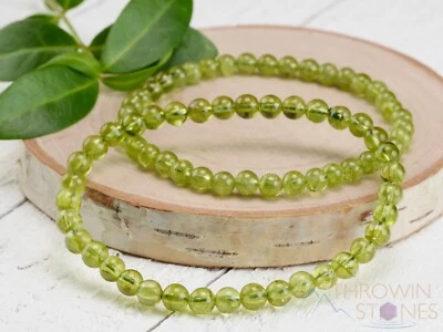 PERIDOT Crystal Bracelet, Round Beads, Beaded Birthstone Handmade Jewelry, E0983 - Image 1 of 4