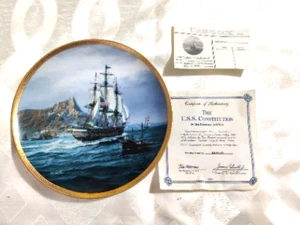 VINTAGE TOM FREEMAN "U.S.S. CONSTITUTION" COLECTOR PLATE 9 1/4" 1987 COA - Picture 1 of 2