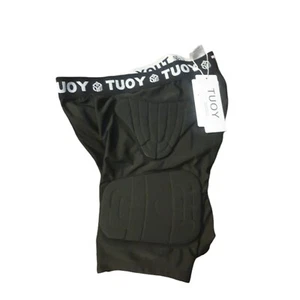 Mens Touy Black Football Padded Jock Spandex Compression Shorts Large 5 Pads - Picture 1 of 1