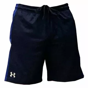 Mens Under Armour Athletic Gym Muscle Logo Mesh Basketball Shorts Navy/Blue L - Picture 1 of 4
